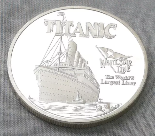 Titanic Silver Stair Case Coin White Star Line Flag Logo Ship Sinking History UK