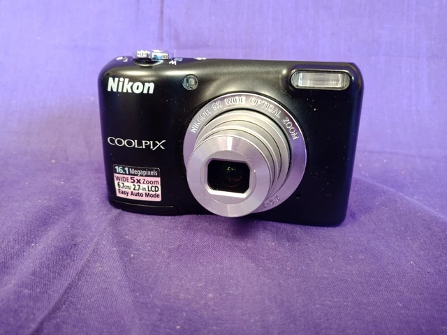 Black Nikon Coolpix L27 16.1 Mega Pixel Digital Camera Tested Working