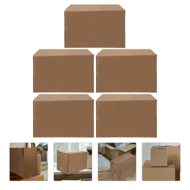 5 Pcs Moving Boxes Shipping Packaging Corrugated Cartons Paper Storage
