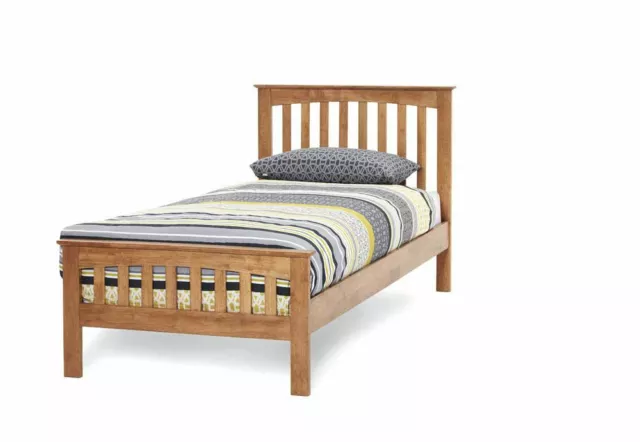 Serene Amelia Honey Oak Opal White Hevea Wooden Bed 3FT 4FT Double 5FT 6FT