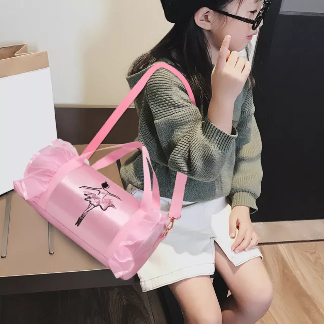 GIRLS BALLET DANCE Bag Barrel Backpack Dance Tote Bags Pink Long