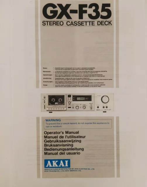 Akai GX-F35 Stereo Kassettenspieler - Bedienungsanleitung - BENUTZERHANDBUCH