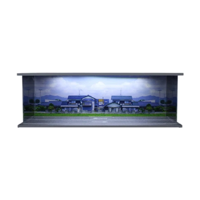 MagiDeal Modèle moulé sous pression à l'échelle 1/64, vitrine de voiture avec présentoir de lumières LED, vitrine de Garage de voiture pour jouets de