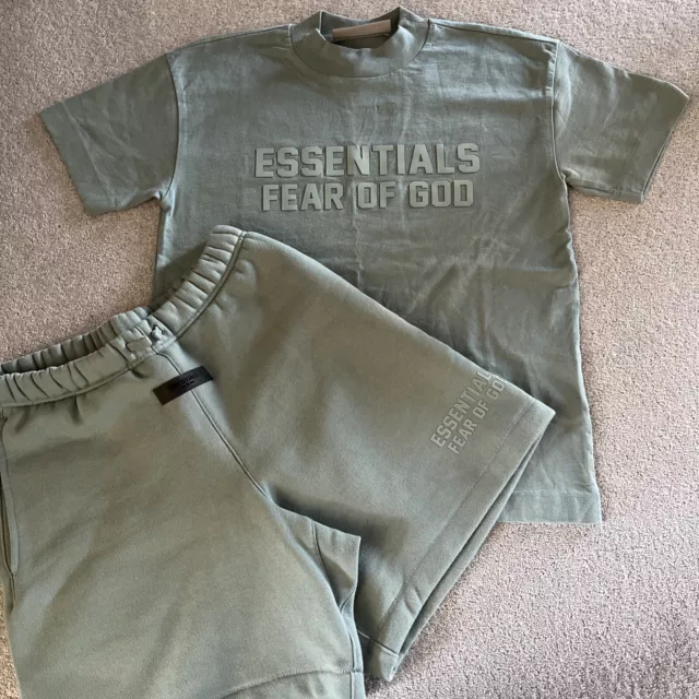 Essentials fear Of god Tshirt And Shorts, Green, Children’s Age 12