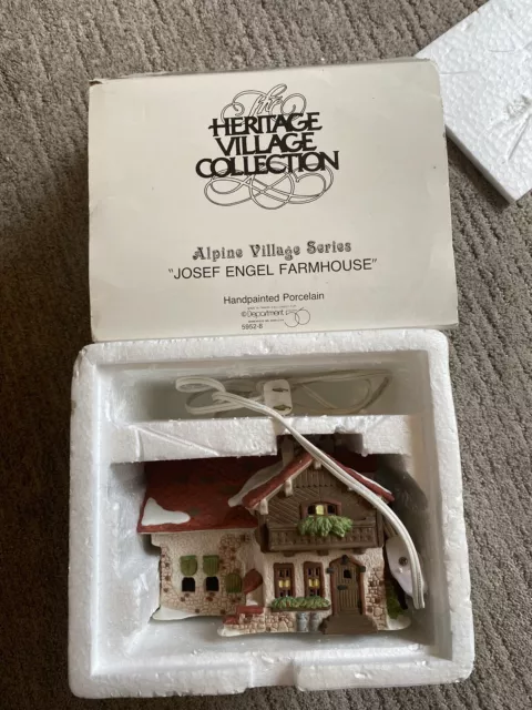 Dept 56 Alpine Village Josef Engel Farm #59528 w/Lt Cord, Original Box/Sleeve