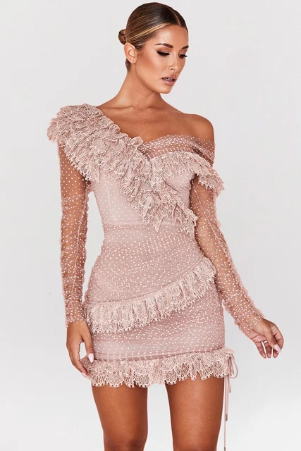 sorrel blush lace frill mini dress New! House of CB Sorrel Blush Lace Frill Mini Dress Small