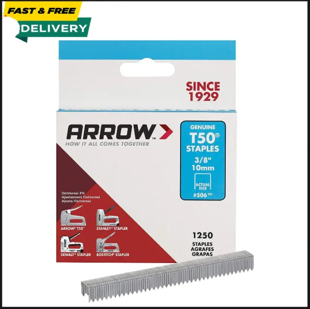 Arrow 506 Heavy Duty T50 3/8-Inch Staples for Upholstery, Construction, Furnitur