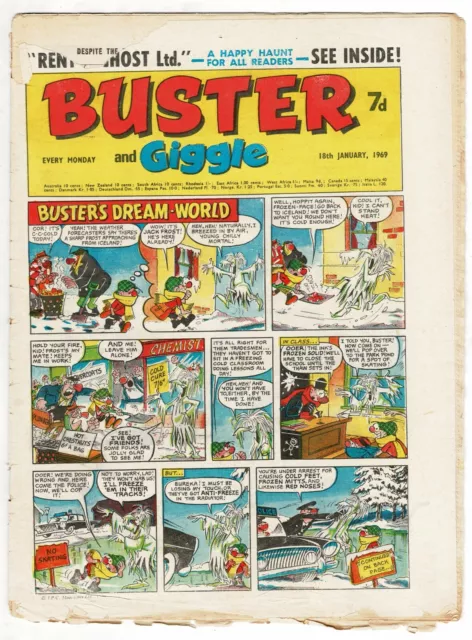 Buster & Giggle comic 18th January 1969 Galaxus Charlie Peace combined P&P