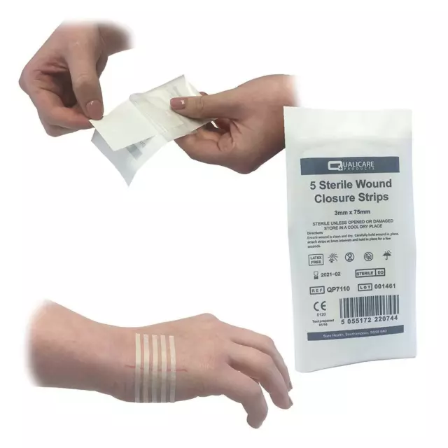 Sterile Skin Closure Steri Strips- 3mm by 75mm & 6mm x 75mm - Wound Suture Strip