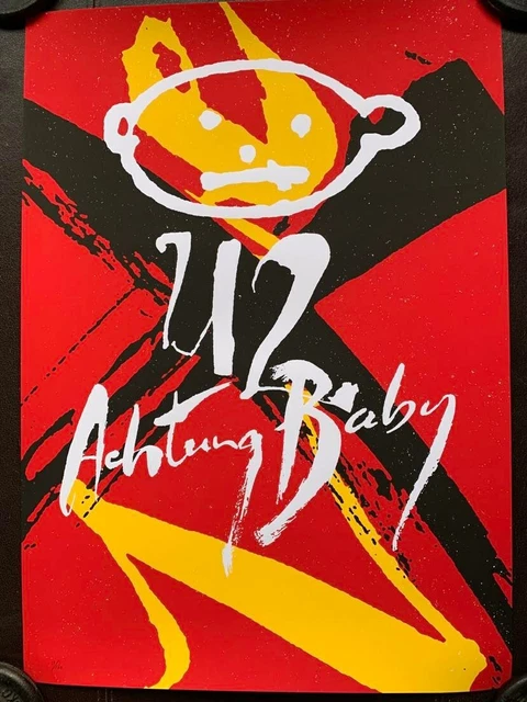 U2 SCREENPRINT POSTER Achtung Baby X Logo limited edition 13/160 EUR