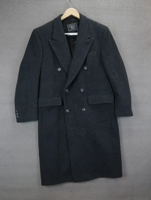 Christian Dior Monsieur Vintage Wool Overcoat Double Breasted Dark Gray Men's 44