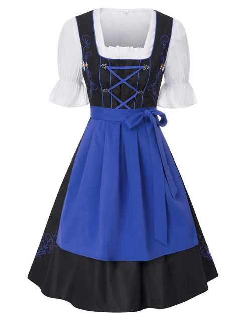 JASAMBAC Womens 3-Pieces Oktoberfest Costume German Wear Dirndl Dresses with