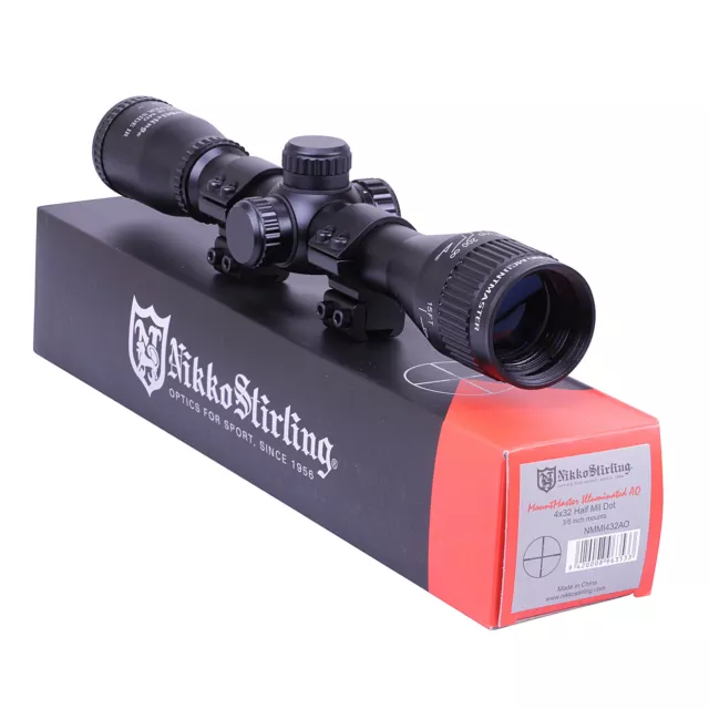 Nikko MOUNTMASTER 4x32 IR PX AO Adj Airgun Rifle Scope Sight + 11mm 3/8" Mounts