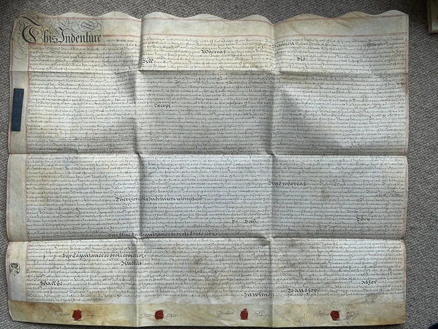 1753 indentured Property Agreement ￼￼for Land and Mills In Rillcott, Gloucester