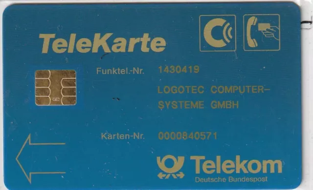 Germany C-Netz Telekom TeleKarte blau - Chip - gelbe Schrift  - mit Namen - USED