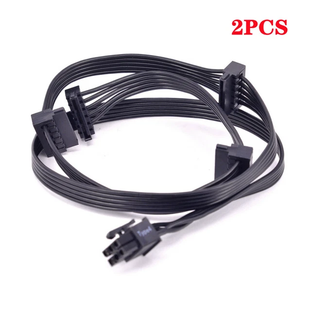 2× PCI-E 6 Pin 1 to 4 SATA Power Supply Cable for CORSAIR RM1000 RM850 RM750 PSU