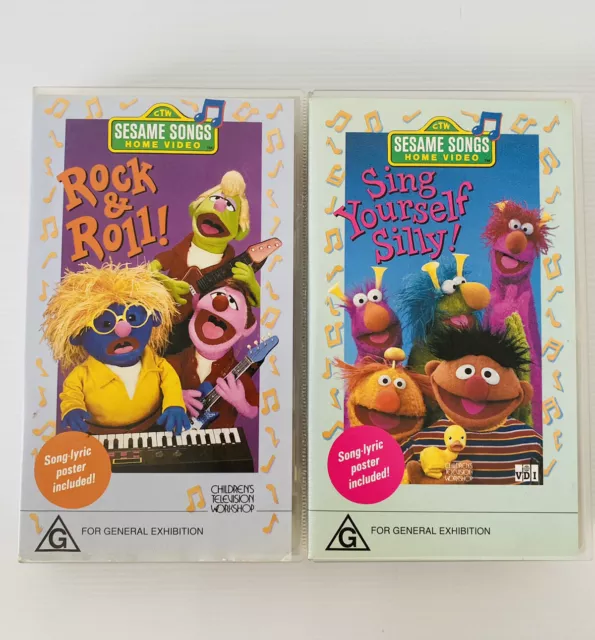 2x Sesame Songs Home Video Rock & Roll Sing Yourself Silly! VHS 1992 G 30Mins