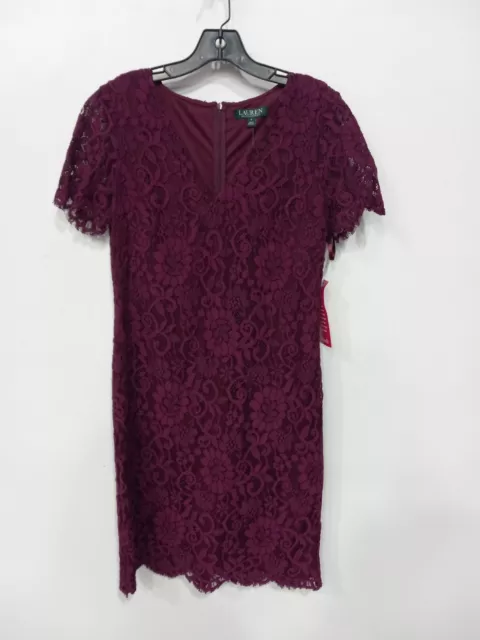 Lauren Ralph Lauren Purple Lace Overlay Shift Dress Women's Size 6