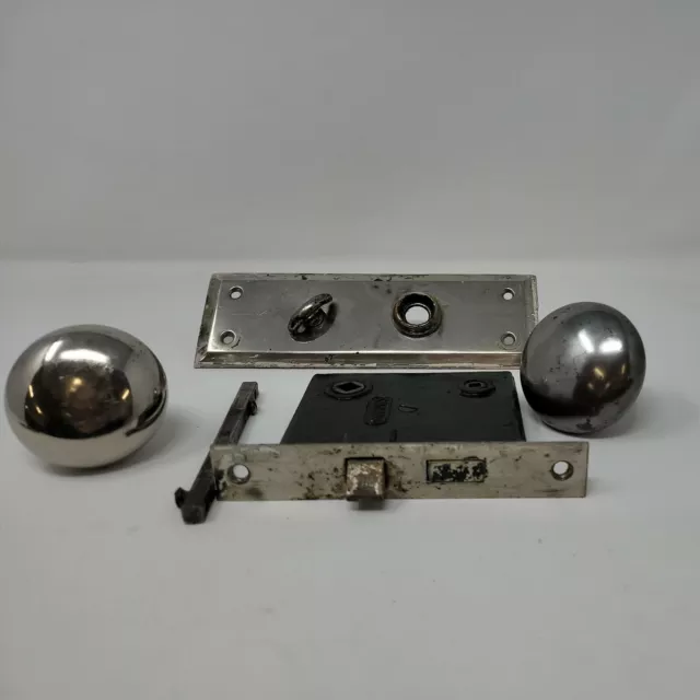 Barrows Sash Rim Lock Door Plate Knobs Stainless Silver Vintage Lot of 5