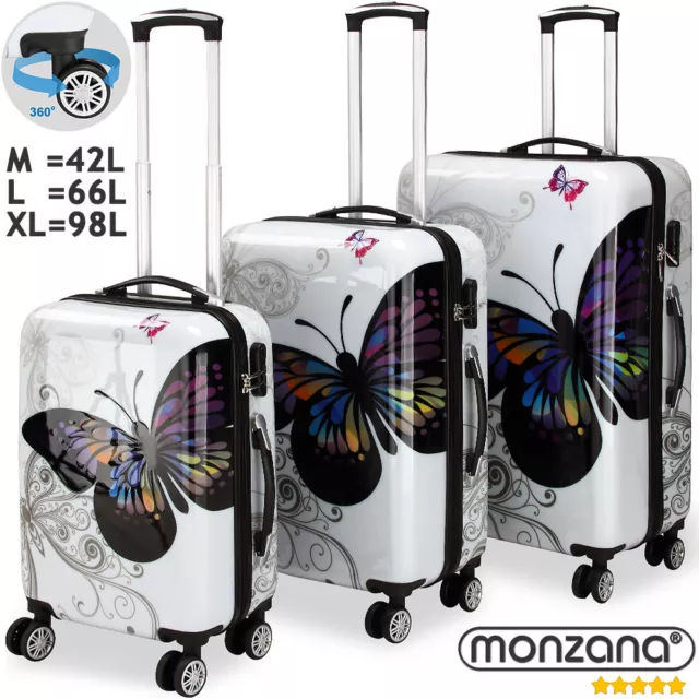 Monzana® Hartschalenkoffer Butterfly Basic Reisekoffer Koffer Set Zwillingsrolle