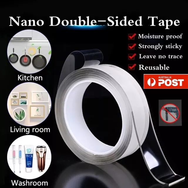 1-4Pcs Double-Side Nano Tape Gel Traceless Clear Invisible Adhesive Transparent