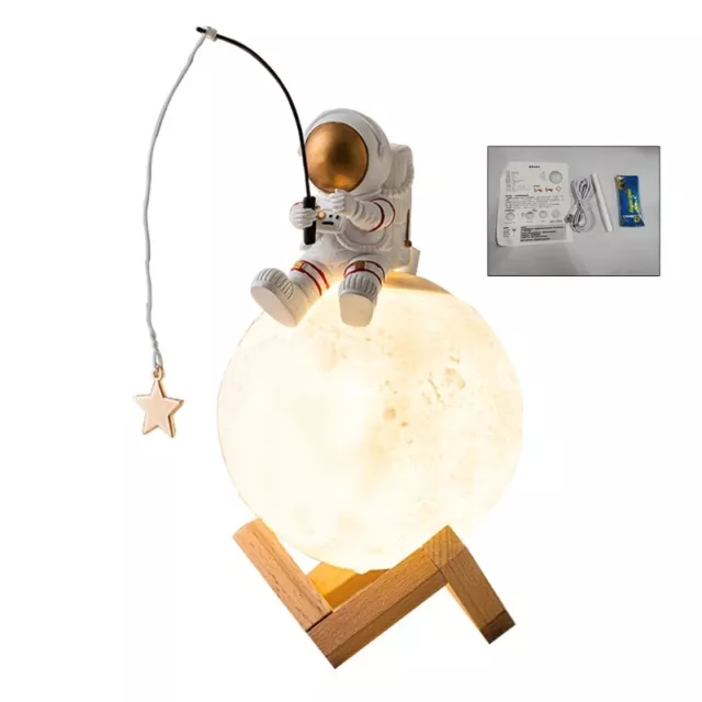 3D Printed Moon Light Night Light for Childrens Bedrooms with Astronaut Figurine