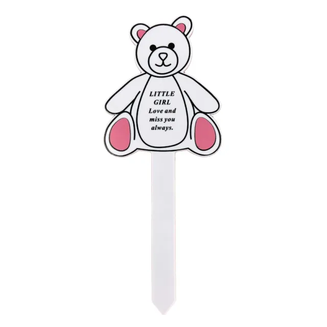 Little Girl Memorial Baby Bear Child Remembrance Verse Grave Ground Stake Plaque