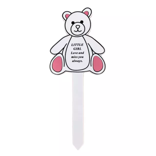 Little Girl Memorial Baby Bear Child Remembrance Verse Grave Ground Stake Plaque