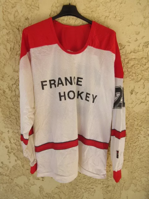 Maillot FRANCE HOCKEY vintage shirt porté n°21 jersey années 80 trikot L
