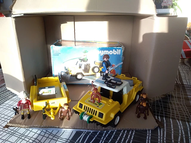 BOÎTE PLAYMOBIL VINTAGE 3529 : Remorque de safari avec le rhinocéros