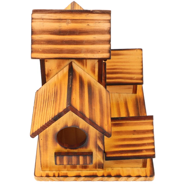 2 PCS Wooden Bird Villa Courtyard House Birdhouses for Outdoors