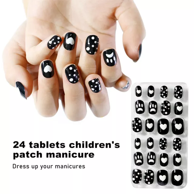 96pcs/4boxes Reusable Wearable DIY Removable Kids Fake Nail For Girl Full Cover