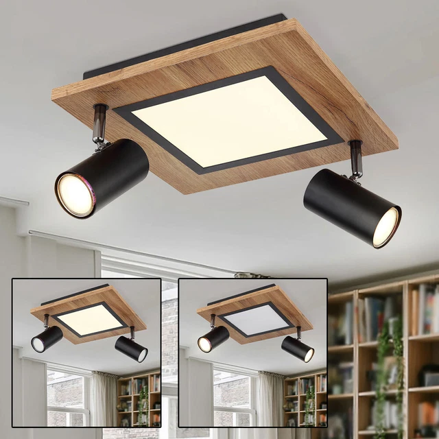 Plafonnier rétro-industriel Orny en bois et métal blanc - HOFSTEIN - 3 spots pivotants - Compatible LED - Maison Plafonnier rétro-industriel Orny en bois et métal blanc - HOFSTEIN - 3 spots pivotants - Compatible LED - Maison