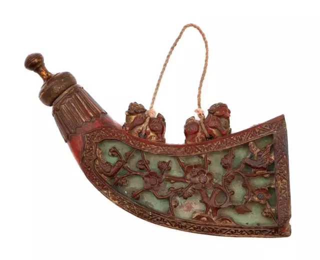 Chinese Antique Powder Flask - QING DYNASTY CARVED POWDER FLASK, 18TH CENTURY