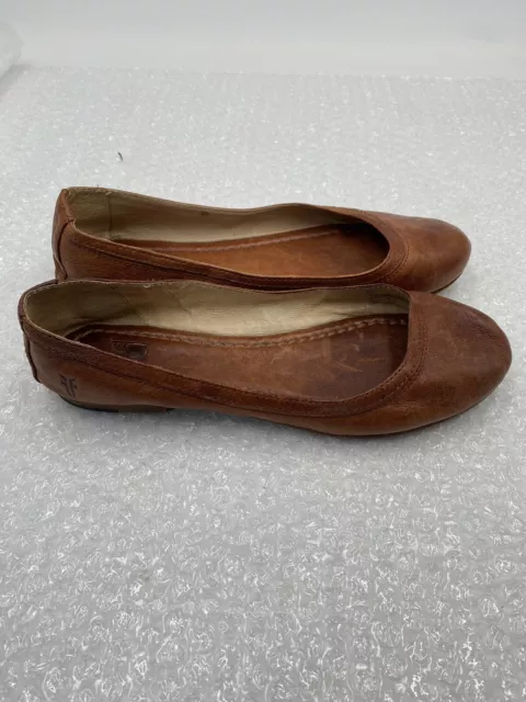 FRYE Carson Ballet Women’s Size 6.5 Brown Leather Slip On Flat Shoes