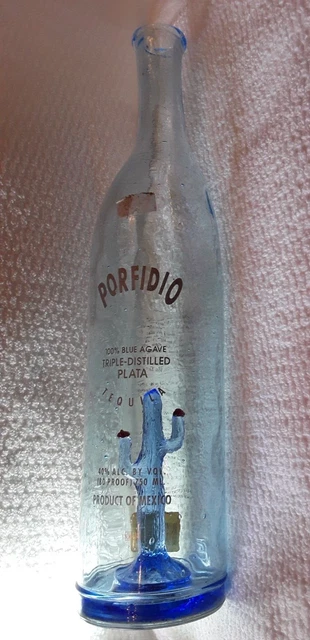 PORFIDIO ANEJO TEQUILA Empty Liquor Bottle Handblown Glass 750ml Cactus