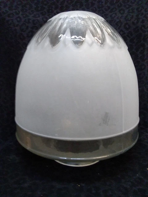 Large Fenton Handmade Lampshade Clear & Frosted Glass Light Cover Petal Design