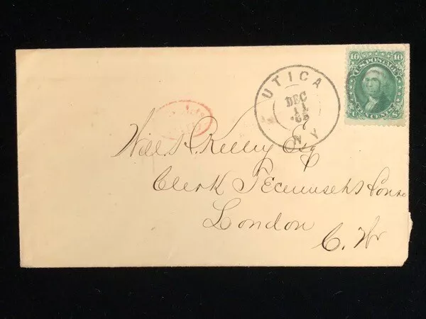 Ny Utica 1865 Cover #68 To Canada West