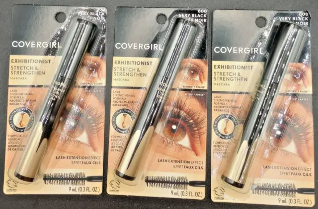 3 Pack - Covergirl Exhibitionist Mascara Stretch & Strengthen #800 VERY BLACK