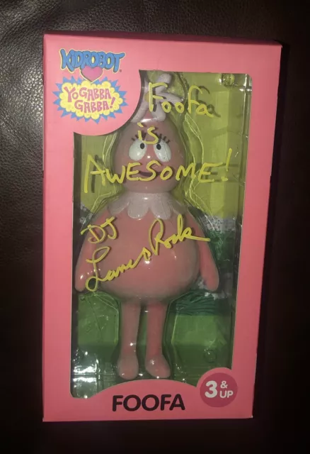 YO GABBA GABBA * Foofa * Flocked Vinyl Art Toy Signed By Dj Rock
