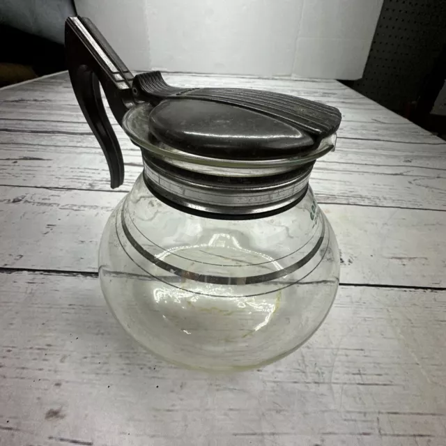 Vintage Cory -DRL-Glass Coffee Pot Carafe w/ Lid Bakelite Silver Stripe VTG