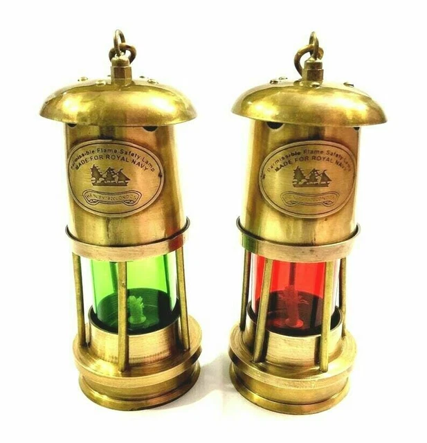 Set von 2 Antik Messing kleine Lampe Vintage nautische Schiff Boot Licht...