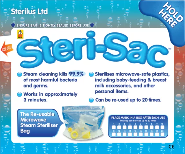 Steri-Sac (SteriSac), der Mikrowellen-Dampfsterilisatorbeutel für Babynahrungsartikel