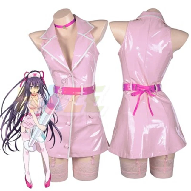 DATA·A·LIVE Yatogami Tohka Cosplay PU Sexy Infermiera Uniforme Halloween Donna