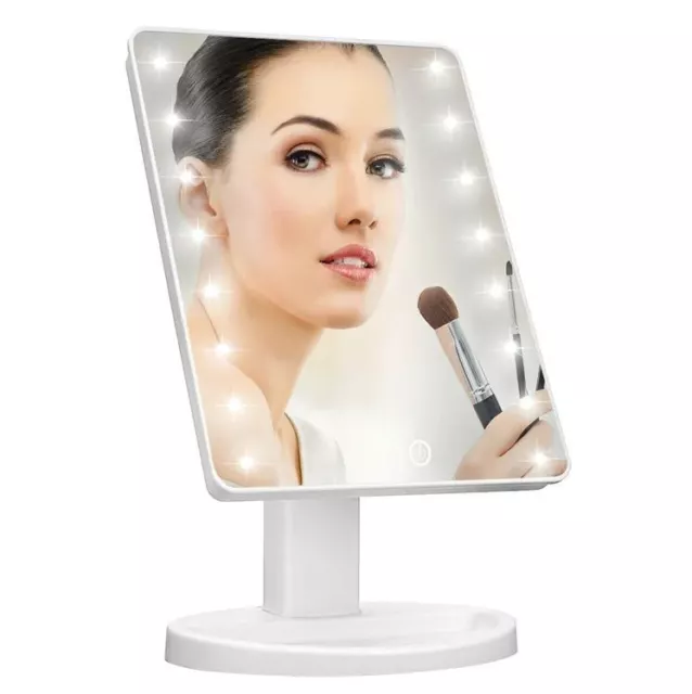 Qivange Make-up Spiegel LED Vergrößerung Touchscreen Kosmetik Tischplatte weiß 3