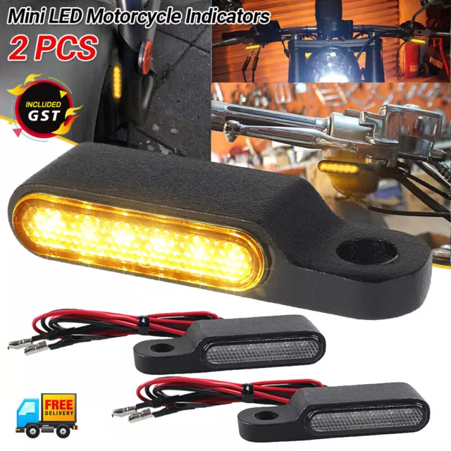 2X Mini LED Motorcycle Indicators Light Amber Blinker Turn Signal Lamp Universal