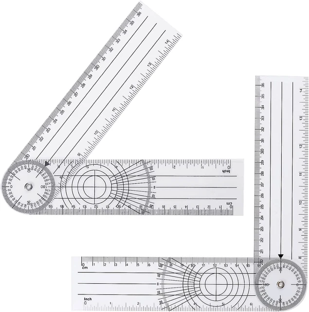 Plastic Goniometer Clear Quick Angle Protractor Angle Finder Angle Ruler with 7