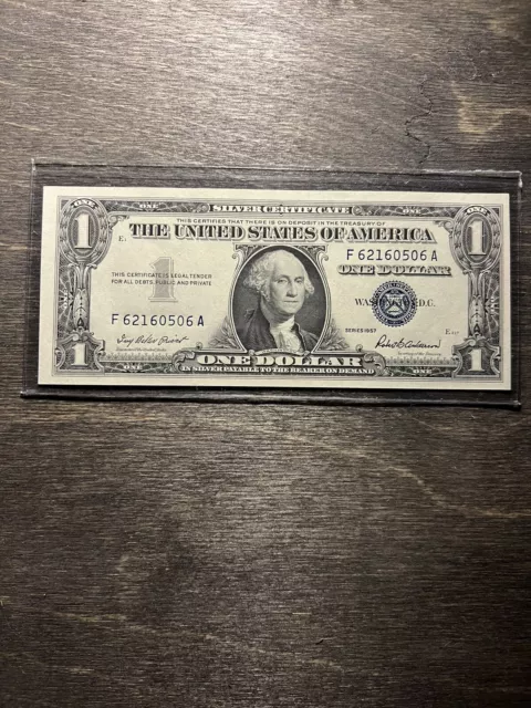 1957 One Dollar Blue Seal Note Silver Certificate Bill $1 Sequential PLU4004