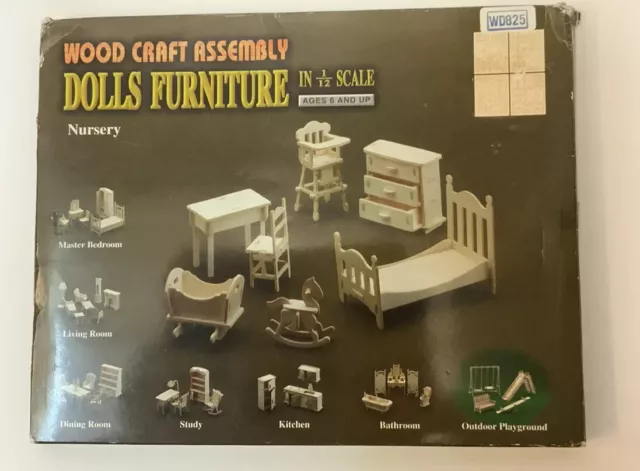 1/12th Scale Bathroom Furniture Set, Dolls House Miniatures - New