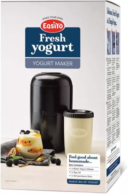 Easiyo 1kg Yogurt Maker Black + Yoghurt Jar - Makes 1 Litre Yoghurt From Sachets